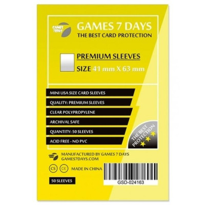 Протектор для карт Games7Days 41 х 63 мм, Mini USA, 50 шт (PREMIUM) (GSD-024163) Винница - изображение 1