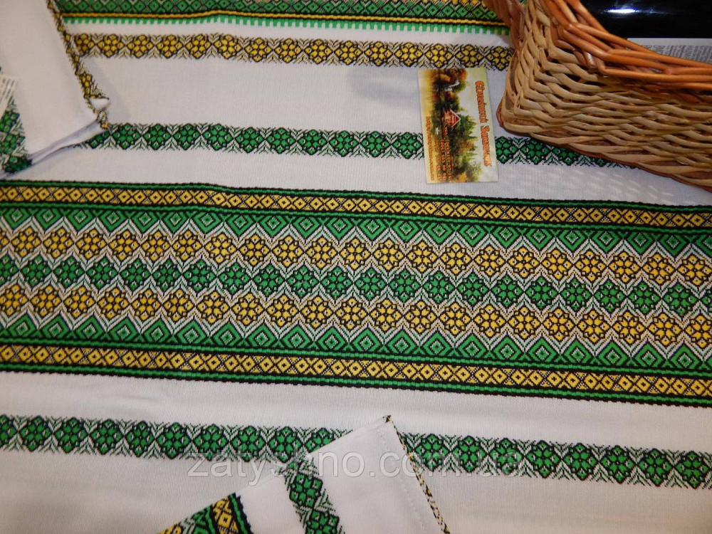 Зелена скатертина вишита з серветками Київ - фото 7