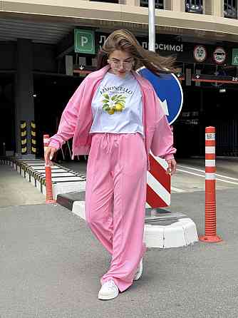 Женский костюм оверсайз с широкими брюками из двунитки 54/56 Барби Харьков