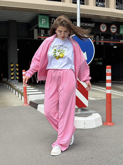 Женский костюм оверсайз с широкими брюками из двунитки 54/56 Барби Харьков - изображение 4