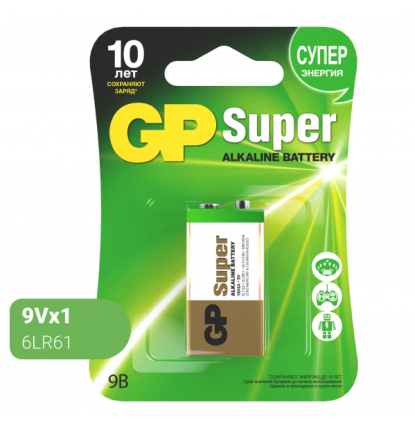 Батарейка лужна 9V/6LR61 (бл-1шт) GP Super Житомир