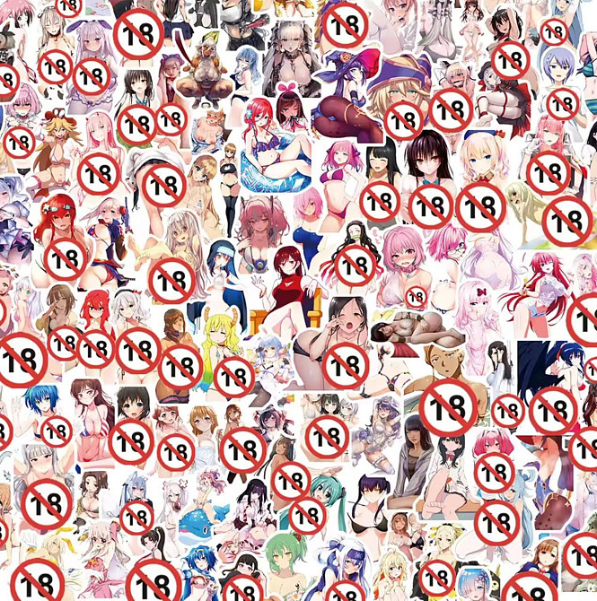 Наклейки Стикеры Аниме. Водонепроницаемые эстетические Аниме наклейки 18+ ((Аниме Хентай) Набор 50 ш Киев - изображение 3