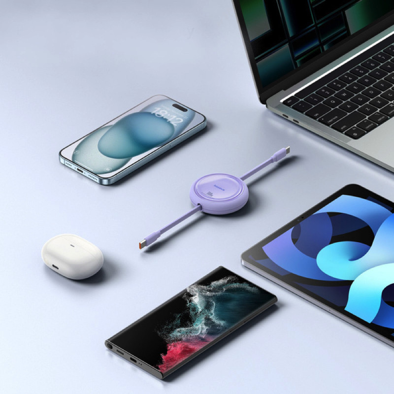 Кабель Baseus Free2Draw Mini Retractable Charging Cable Type-C to Type-C 100W 1m Nebula Purple Київ - фото 7