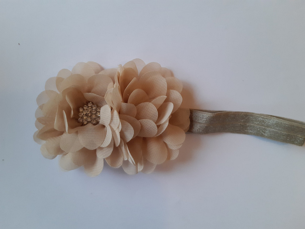 Детская кофейная повязка с цветком - размер универсальный (на резинке), цветок 10см Киев - изображение 1