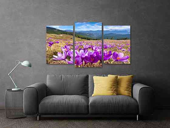 Модульная картина в гостиную / спальню  Гірський Шафран Art-658_3 100x150 см Киев