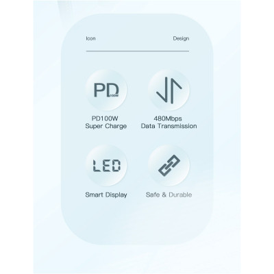 Дата кабель USB-C to USB-C 2.0m 100W Digital Display blue Essager (ES-XCTT1-YDA03) Винница - изображение 10