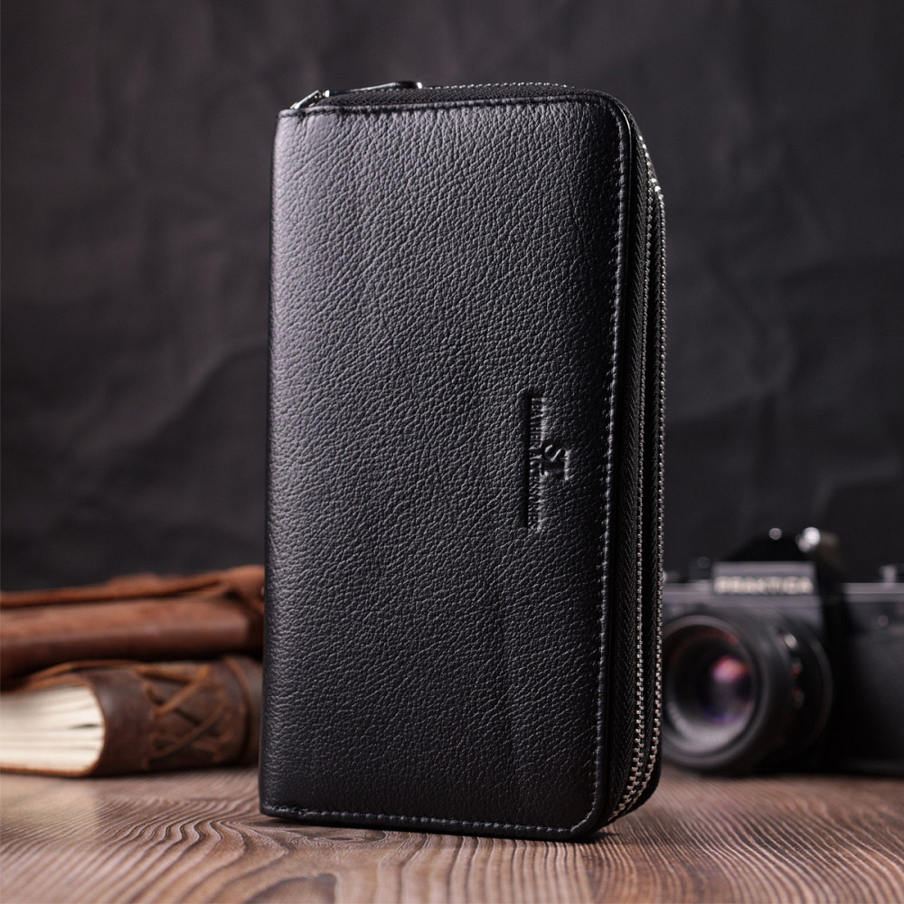 Чоловічий клатч на два відділення з натуральної шкіри ST Leather 22531 Чорний Київ - фото 8