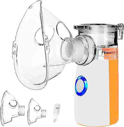 Небулайзер ультразвуковий портативний, аерозольний інгалятор для дітей та дорослих з масками та мундштуком для дому помаранчевий Київ