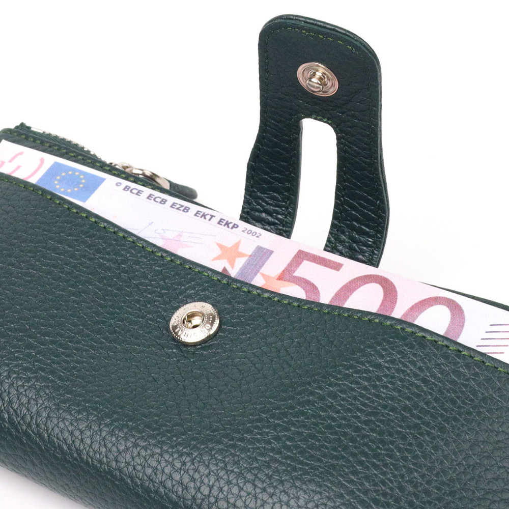 Місткий гаманець з натуральної зернистої шкіри CANPELLINI 21633 Зелений Київ - фото 5