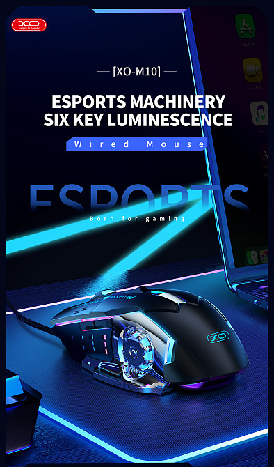 Миша XO M10 Gaming Mechanical 6-Button Light Emitting Black+Silver (7106507) Київ - фото 3