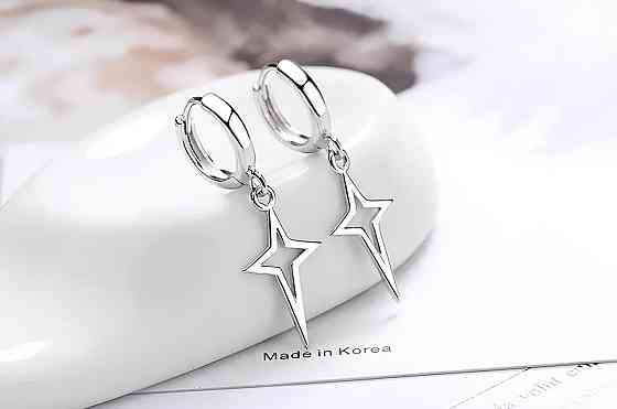 Серьги звезды RESTEQ 3,2 см серьги звездочки серебристые бижутерный сплав стильные аксессуары серьги на каждый день праздничные Киев