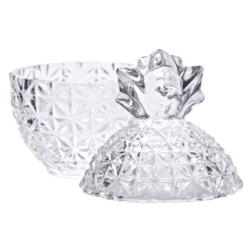 Yiwu Цукерниця з кришкою Ø9 см ваза цукерниця кругла скляна прозора ананас HP-4-112 Київ - фото 4