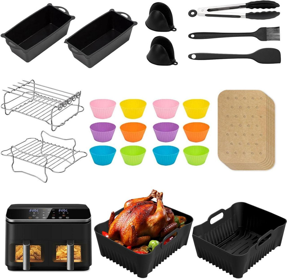Аксесуари для аерофритюрниці Cosori CAF-R901-AEU Чорний 8.5L силіконова форма, решітка, шпажки, рукавички, пергамент, набор Київ - фото 1