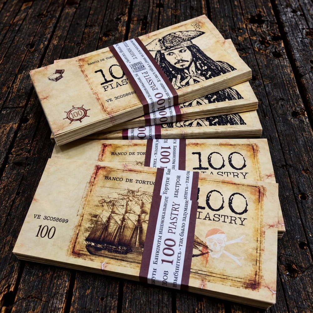 Піастри Піратські гроші. 1 пачка 10 000, 100 банкнот по 100 піастрів. Київ - фото 4