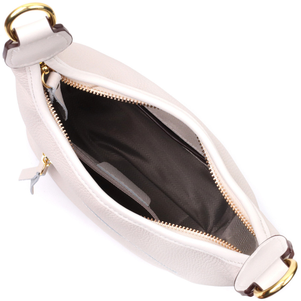 Зручна жіноча сумка на плече з натуральної шкіри Vintage 22628 Біла Київ - фото 7