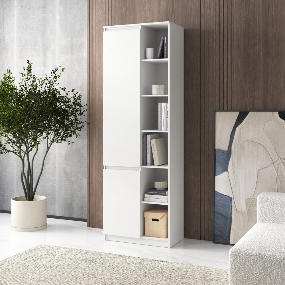 Шкаф для книг VAYS, пенал с полками R-27 Белый Львов - изображение 1