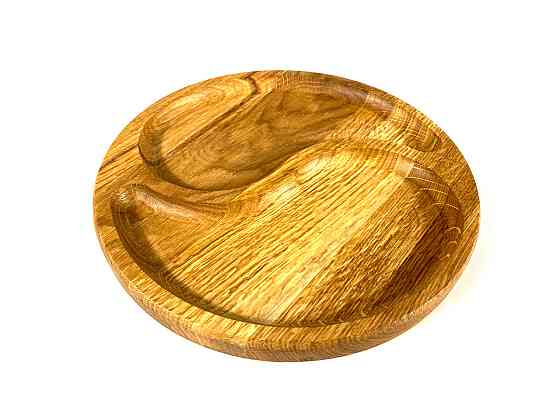 Деревянная тарелка из натурального дерева диаметр 25 см, высота 2 см, тарелка для закусок Каменец-Подольский