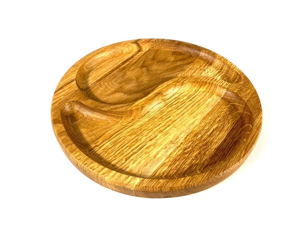 Деревʼяна тарілка з натурального дерева діаметр 25 см, висота 2 см, тарілка для закусок Кам'янець-Подільський - фото 4