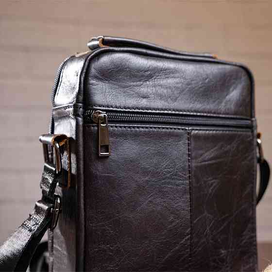 Сумка мужская из плотной кожи 14995 Vintage Черная Киев
