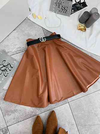 Женская базовая юбка солнце из эко-кожи Коричневый, 42/44 Одесса