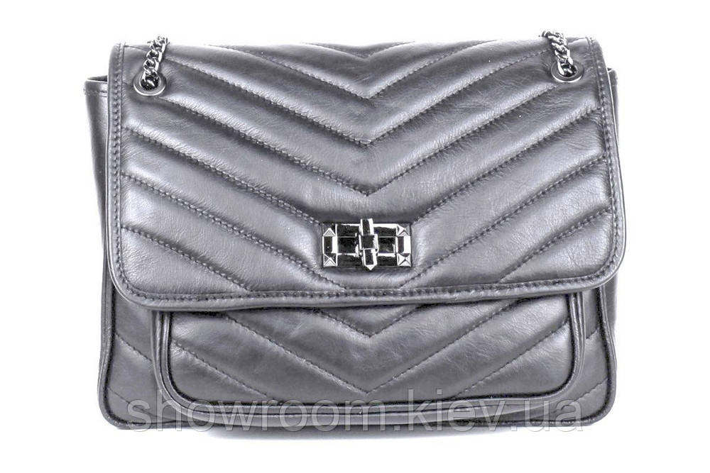 Жіноча сіра шкіряна сумочка Vera Pelle (6429) Київ - фото 1