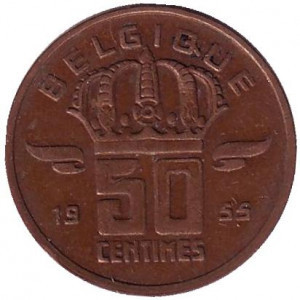 50 сантимів. 1948-1993 рік, Бельгія. Полтава - фото 1