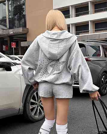 Женский стильный повседневный костюм тройка двухнитка Серый Одесса