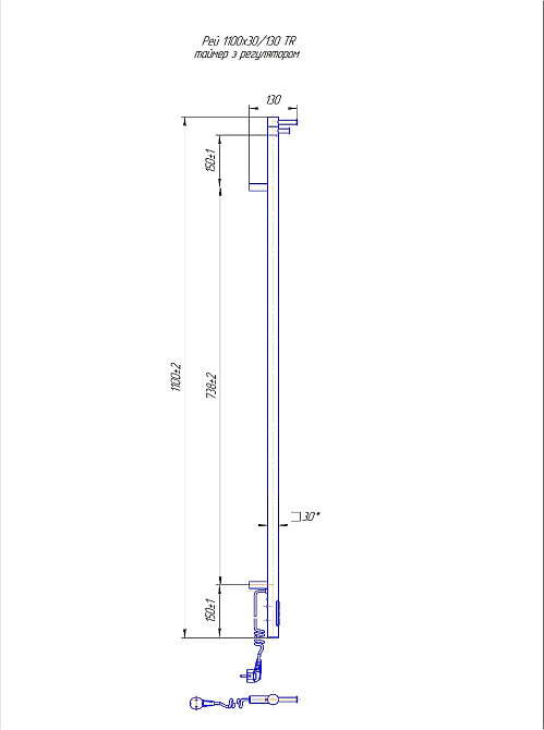 Электрический полотенцесушитель Mario Рей Кубо-І 1100x30/130 TR таймер-регулятор Киев - изображение 4