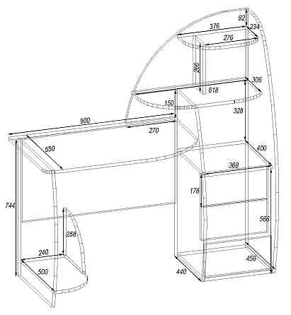 Стол письменный СКП-2 №10, Дуб Аппалачи, 1300/550/1300 Львов