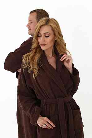 Мужской махровый халат Ideal Textile L коричневый (56860509) Черновцы