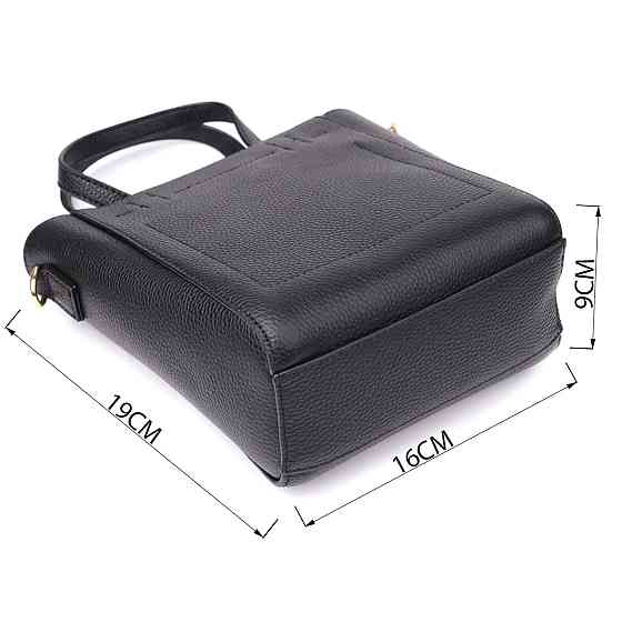 Трапециевидная сумка для женщин из натуральной кожи Vintage 22916 Черный Киев