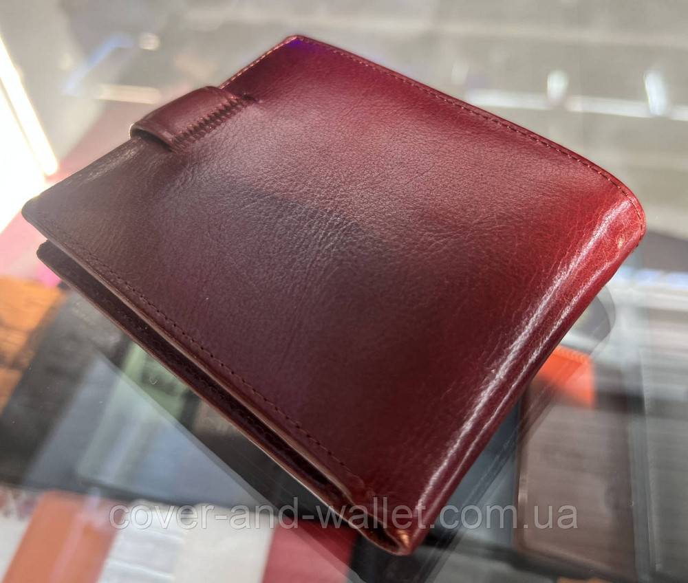 Мужское портмоне из высококачественной кожи коричневого цвета на кнопке Boston Киев - изображение 20