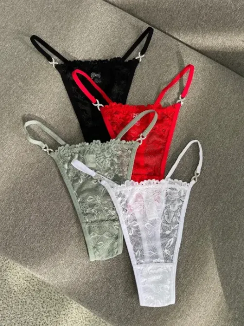 Женские стринги с кружевами размер L цвет оливковый Киев - изображение 3