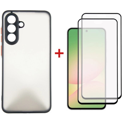 Чехол для мобильного телефона Dengos Kit Samsung Galaxy A56 Matte + 2 pcs glass (Black) (DG-CTG2P-05) Винница - изображение 1