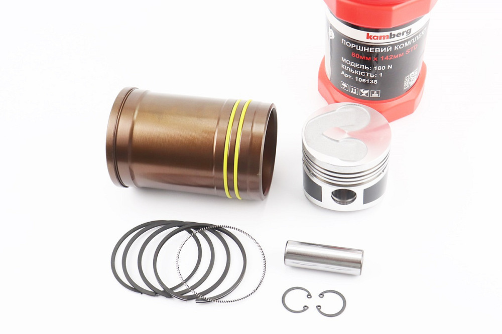 Поршнева R180NM к-кт, поршень 80mm STD (форкамера "Підкова") +гільза +манжети, тефлонове покриття Бершадь - фото 1
