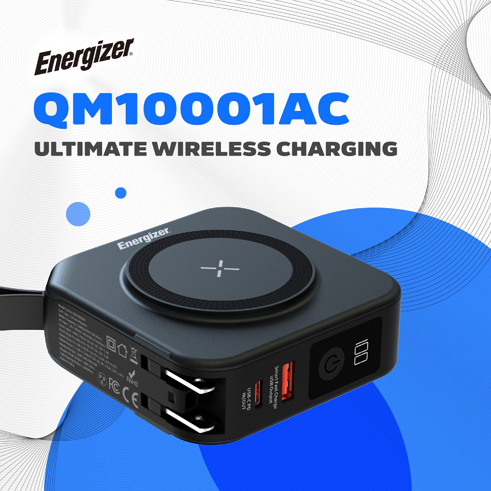 УМБ Energizer Magnetic Wireless 10000mAh 20W PD,AC зарядка,QI-15W, built-in USB-C,USB-А,USB-C In/Out Вінниця - фото 10