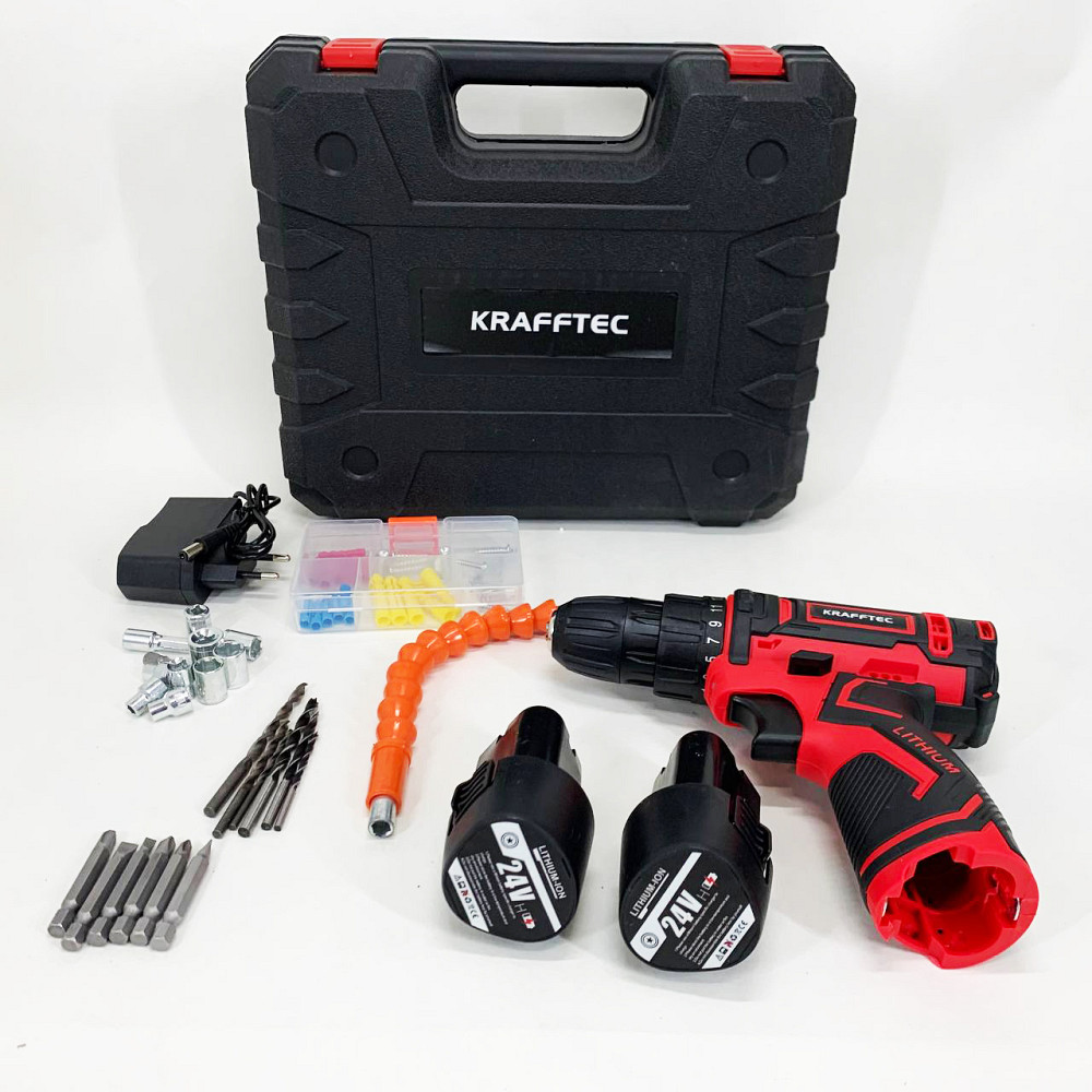 Магазинный аккумуляторный шуруповерт KRAFFTEC 24V, Шуруповерт на аккумуляторе с насадками SH-97 Львов - изображение 12