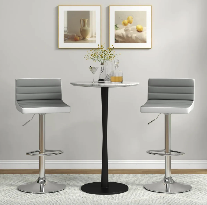 Комплект барных стульев Costway Alisa из экокожи с регулируемой высотой и мягким сиденьем Киев - изображение 6
