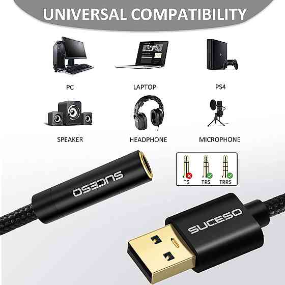 СТОК Аудиоадаптер USB  2.0 SUCESO Киев