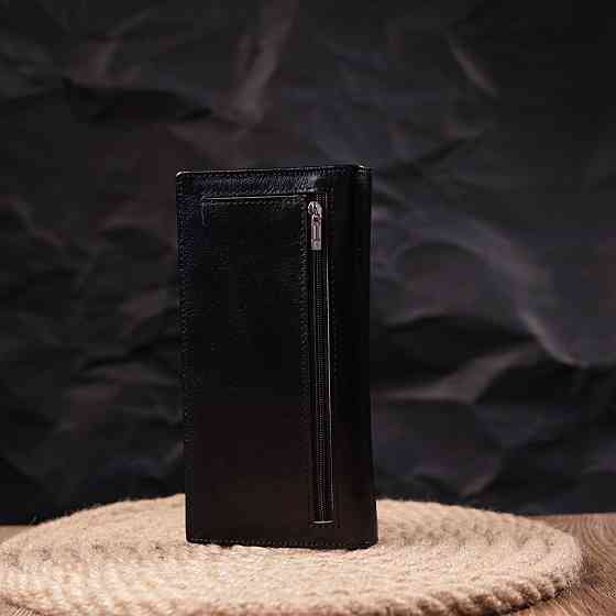 Надежный мужской бумажник из натуральной гладкой кожи в два сложения ST Leather 19414 Черный Киев