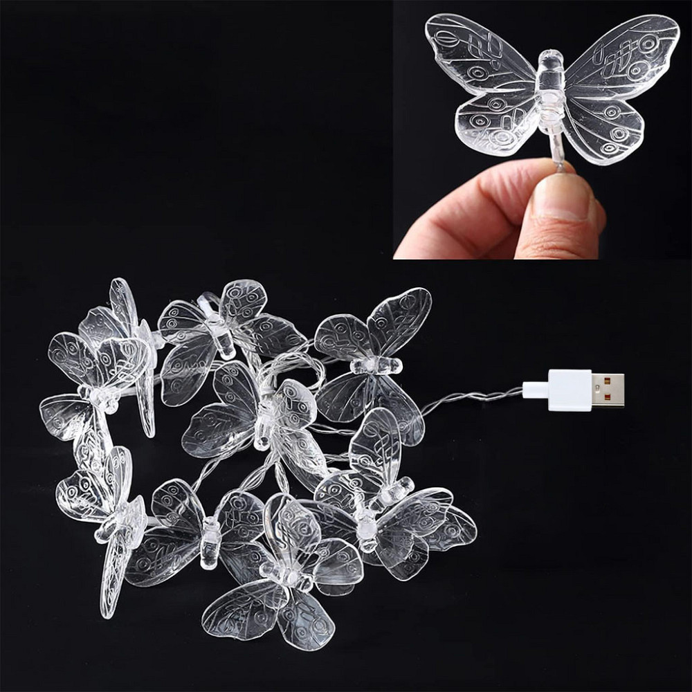 LED гірлянда нитка Метелики прозорі 3.5 м,від USB,Жовте світло SBR Київ - фото 3