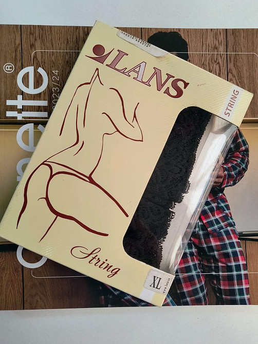 Стринги кружевные хлопок (2шт в уп) Lans 22/030 XL, Черный Киев - изображение 4