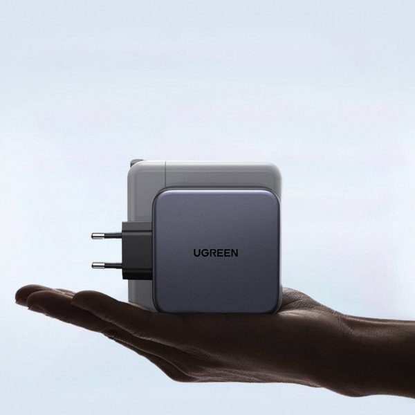 Зарядний пристрій 3xUSB 140W GaN (2хUSB-C+USB-A) CD289 with C to C Cable 1.5 м Gray Ugreen (90549) Київ - фото 4