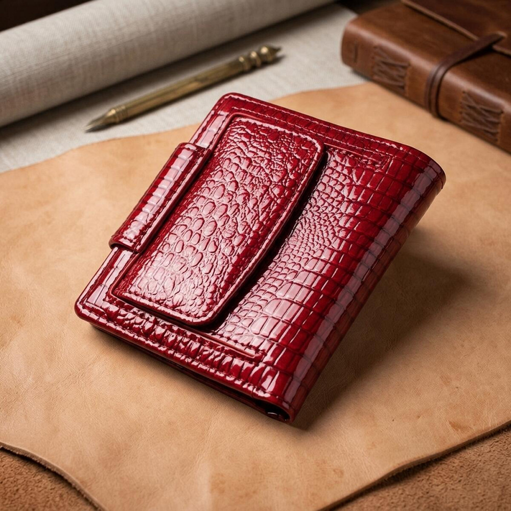 Лакированный кошелек для женщин среднего размера из натуральной кожи ST Leather 22685 Красный Киев - изображение 13