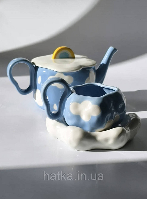 Чашка з блюдцем хмаринкою кераміка Olens "Біла хмаринка" 380 мл 8030-443 Київ - фото 3