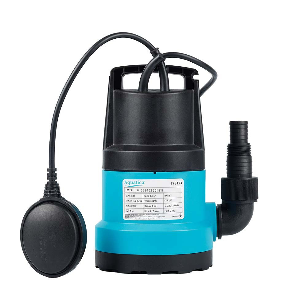 Насос дренажний садовий 0.45кВт Hmax 8м Qmax 150л/хв (част. до 5мм) AQUATICA (773123) Рівне - фото 7