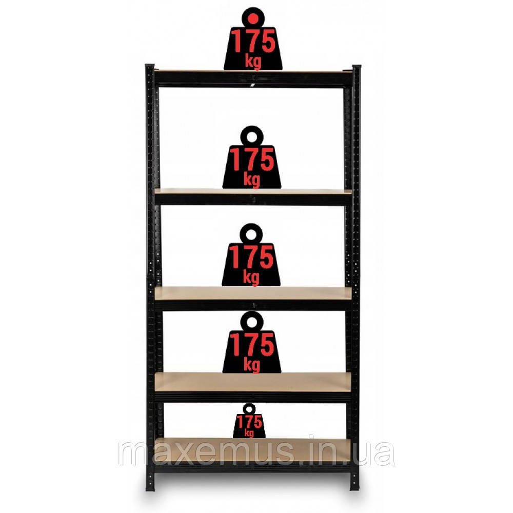 Стеллаж металлический усиленный Siker P90 40L Черный 180х90х40 см 5 полок (нагрузка до 875 кг) для гаража и состава Мостиська - фото 12