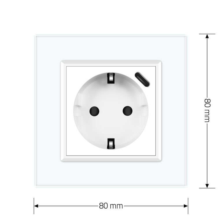 LIVOLO Електрична розетка з USB Type-C 18Вт для зарядки, з заземленням, LIVOLO, біла, скляна ра Коломия - фото 4