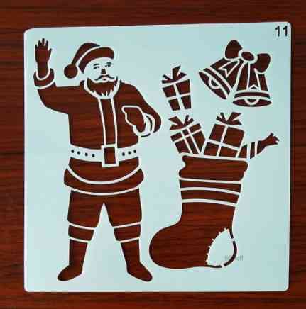 Новогодний трафарет Дед Мороза декоративный 13 на 13 см серый Киев