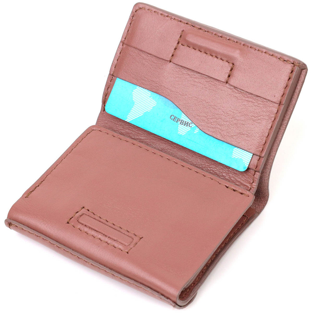 Вертикальное небольшое женское портмоне в три сложения GRANDE PELLE 16784 Пудровый Киев - изображение 7